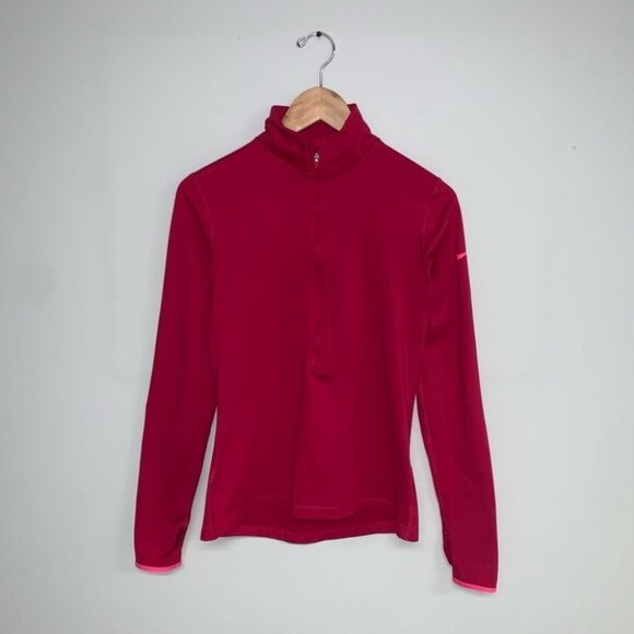 Nike Sweater Women’s Size Medium Magenta  Pink 1/2‎ Zip Long Sleeve Light Jacket - Picture 2 of 9